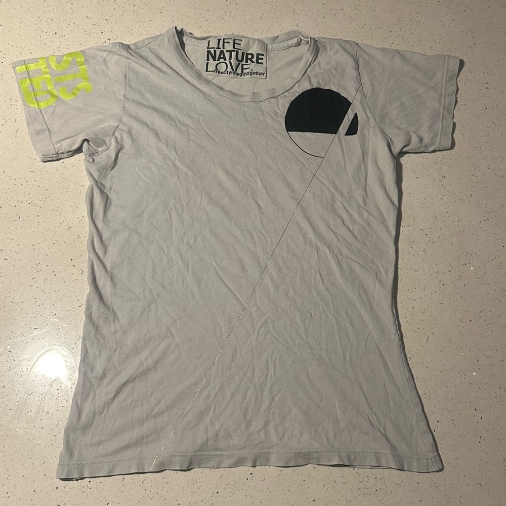 Freecity Gray Short Sleeve Tee with Black and Yellow Accents
